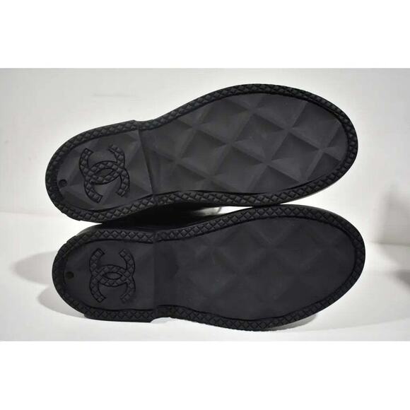 Chanel 22A Black White Caoutchouc CC Logo High Pull On Rubber Rain Boots 42 - Picture 12 of 12